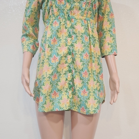 MATILDA Jane Tunic Blouse Button Front Top Green Acres Size M - Picture 4 of 12
